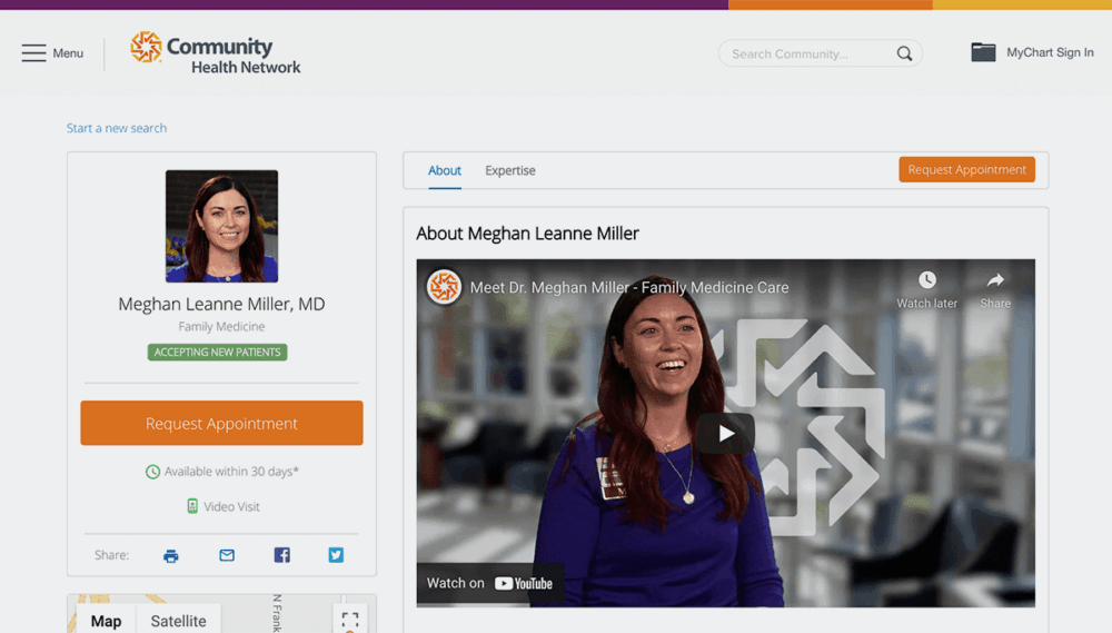 Screengrab of one of Community Health Network
