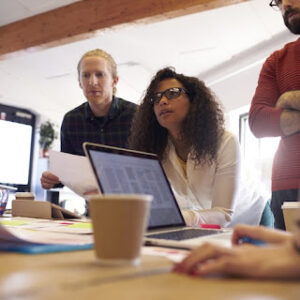 Coworkers in a website project meeting