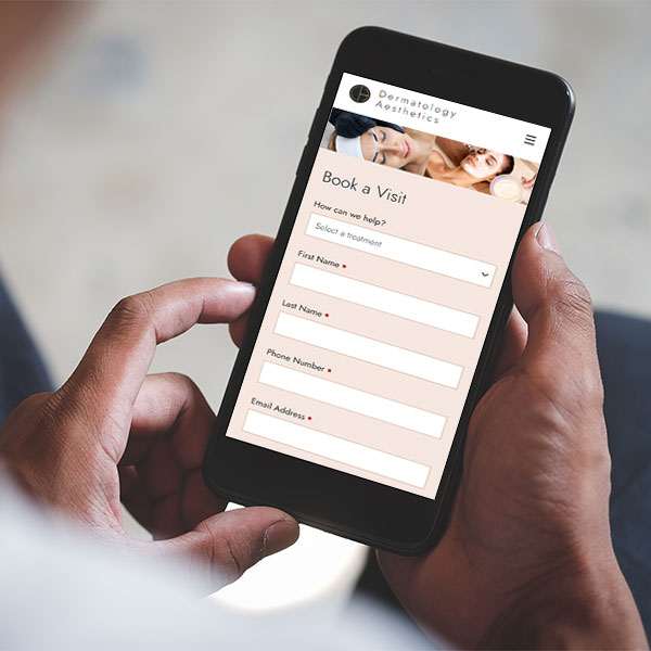 Dermatology Aesthetics’ appointment request form webpage