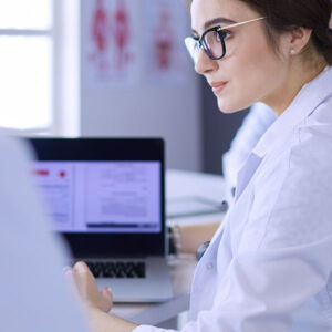 Doctor using hospital website