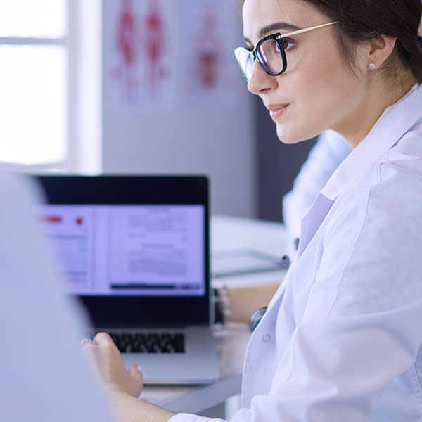 Doctor using hospital website