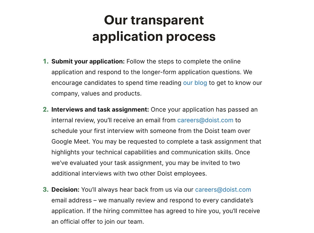 Doist career page main content
