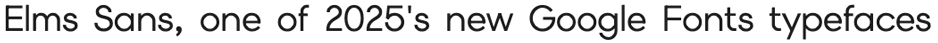 The words "Elms Sans, one of 2025's best new Google Fonts typefaces" set in the regular weight of Elms Sans