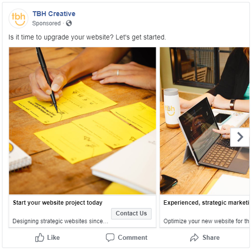 Facebook carousel ad example
