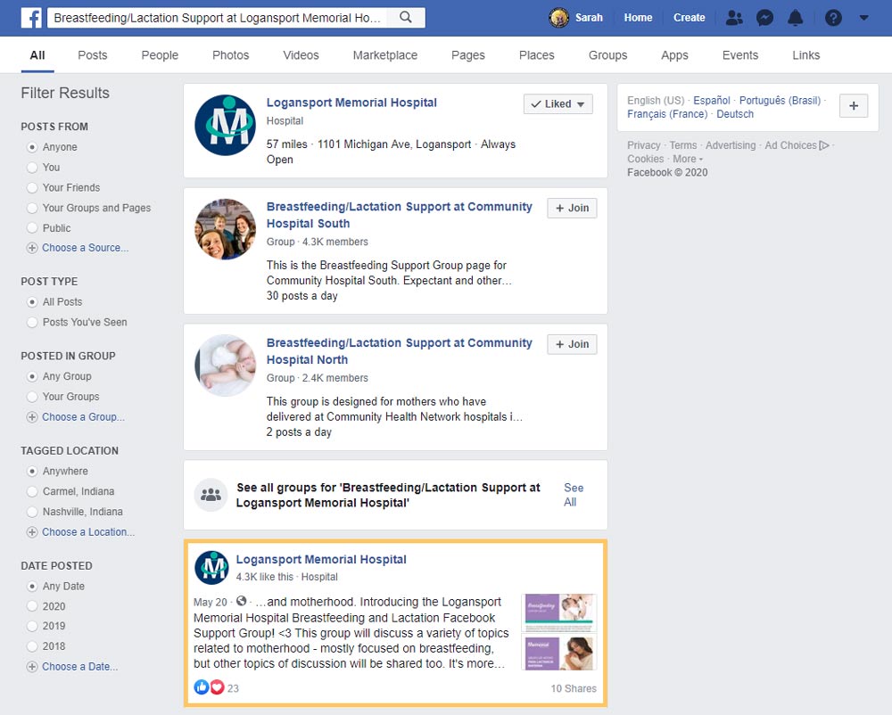 Facebook Group example
