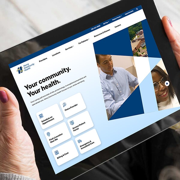 Preview of HCH homepage on tablet