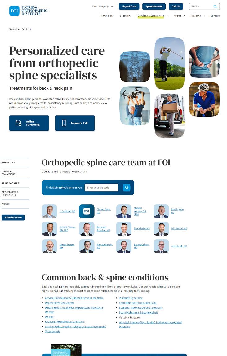 Spine specialty page