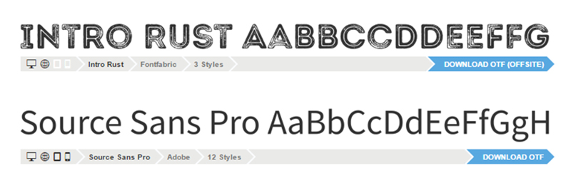 Free font downloads from Font Squirrel