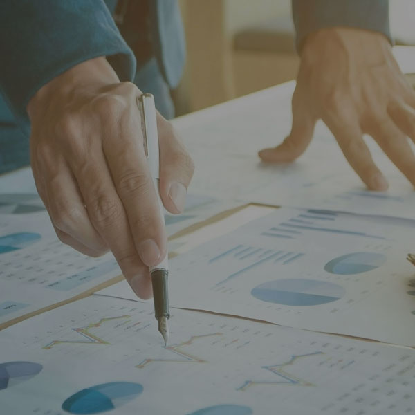 Business man pointing to an annual report