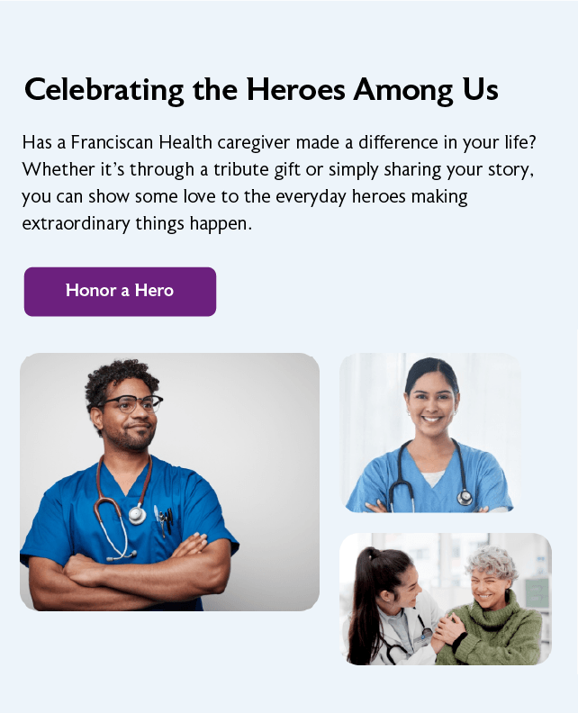 Franciscan website preview of Honor a Hero section