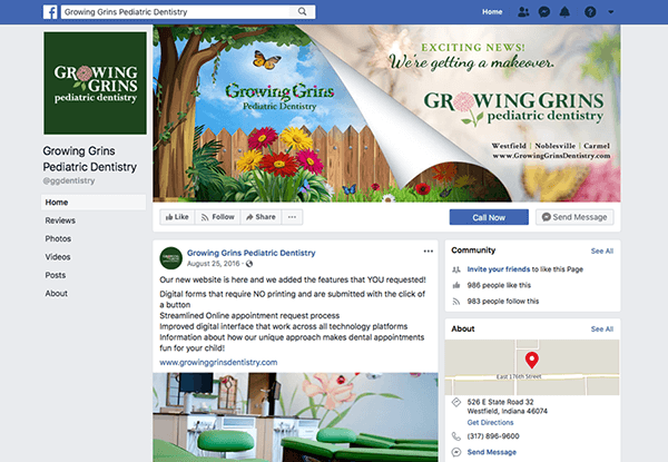 Growing Grins facebook page preview