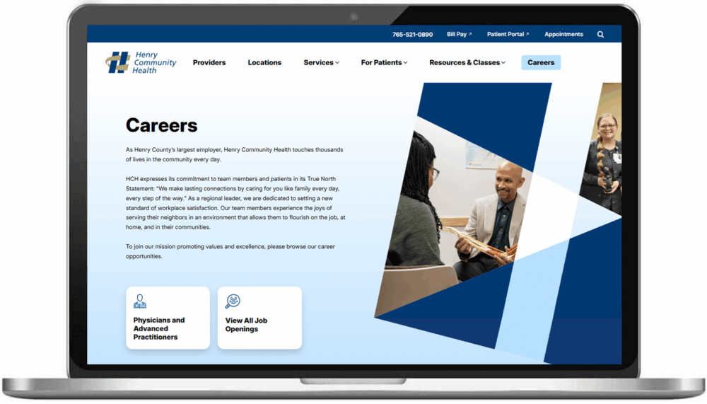Preview of HCH careers page on desktop