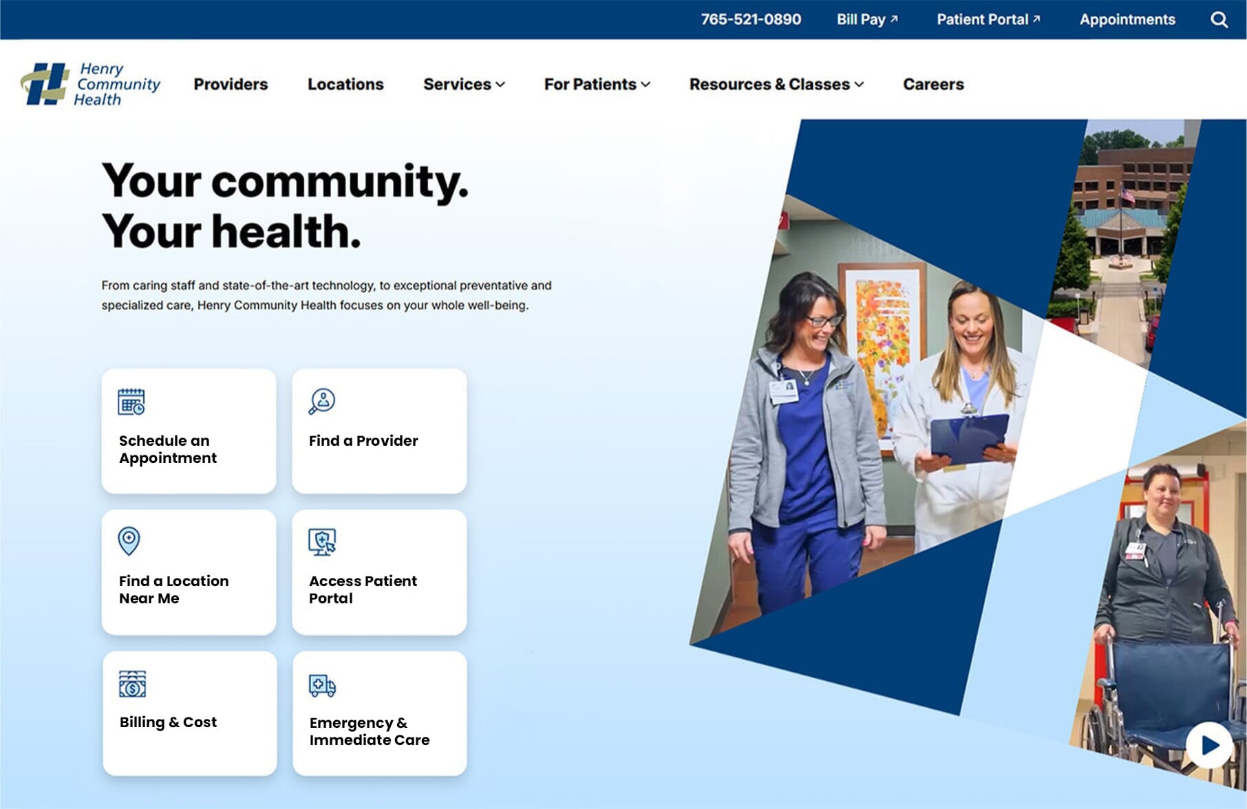 desktop preview of HCH homepage