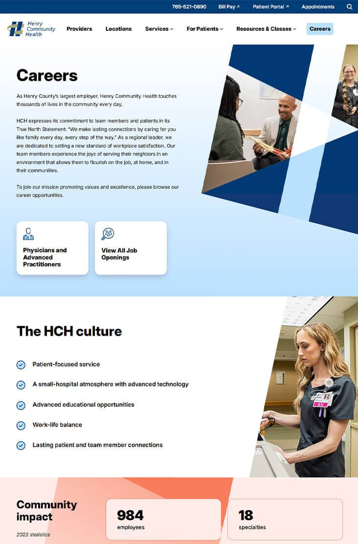 Preview of careers page