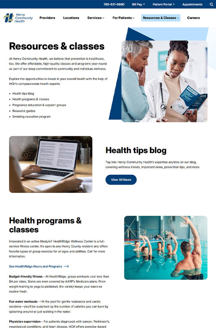 Resources and classes page