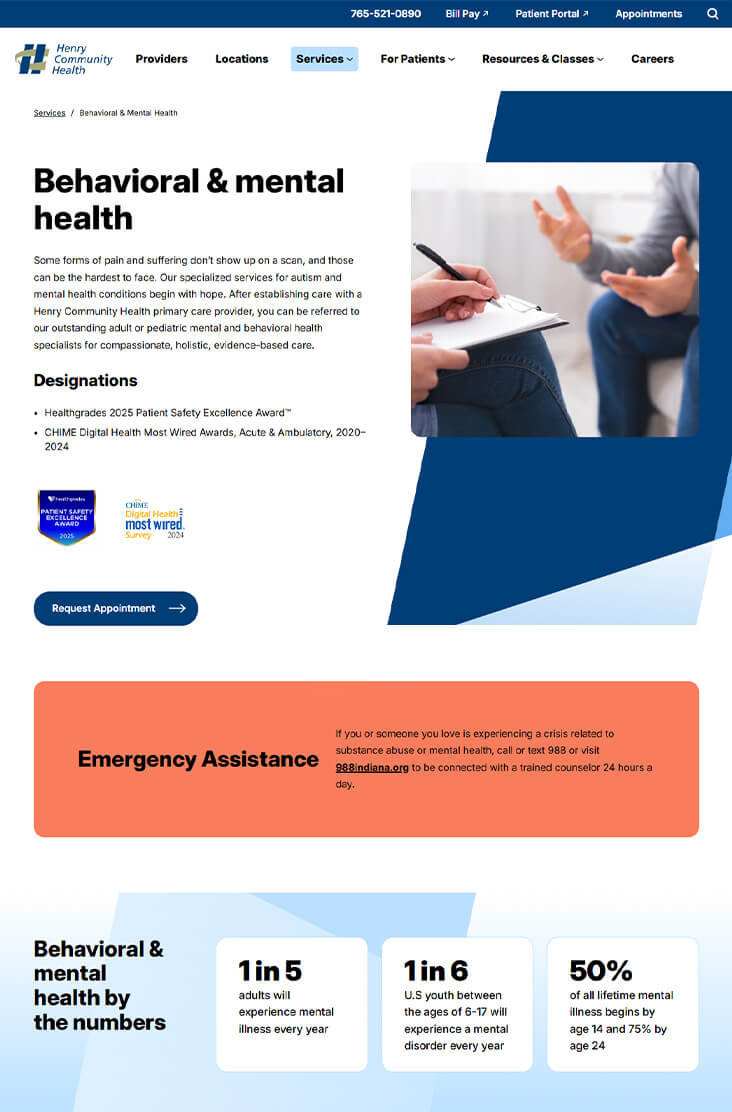 Preview of service page