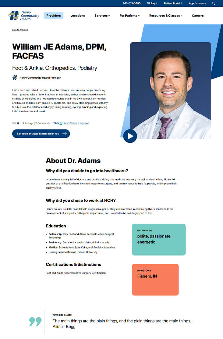 Preview of provider page