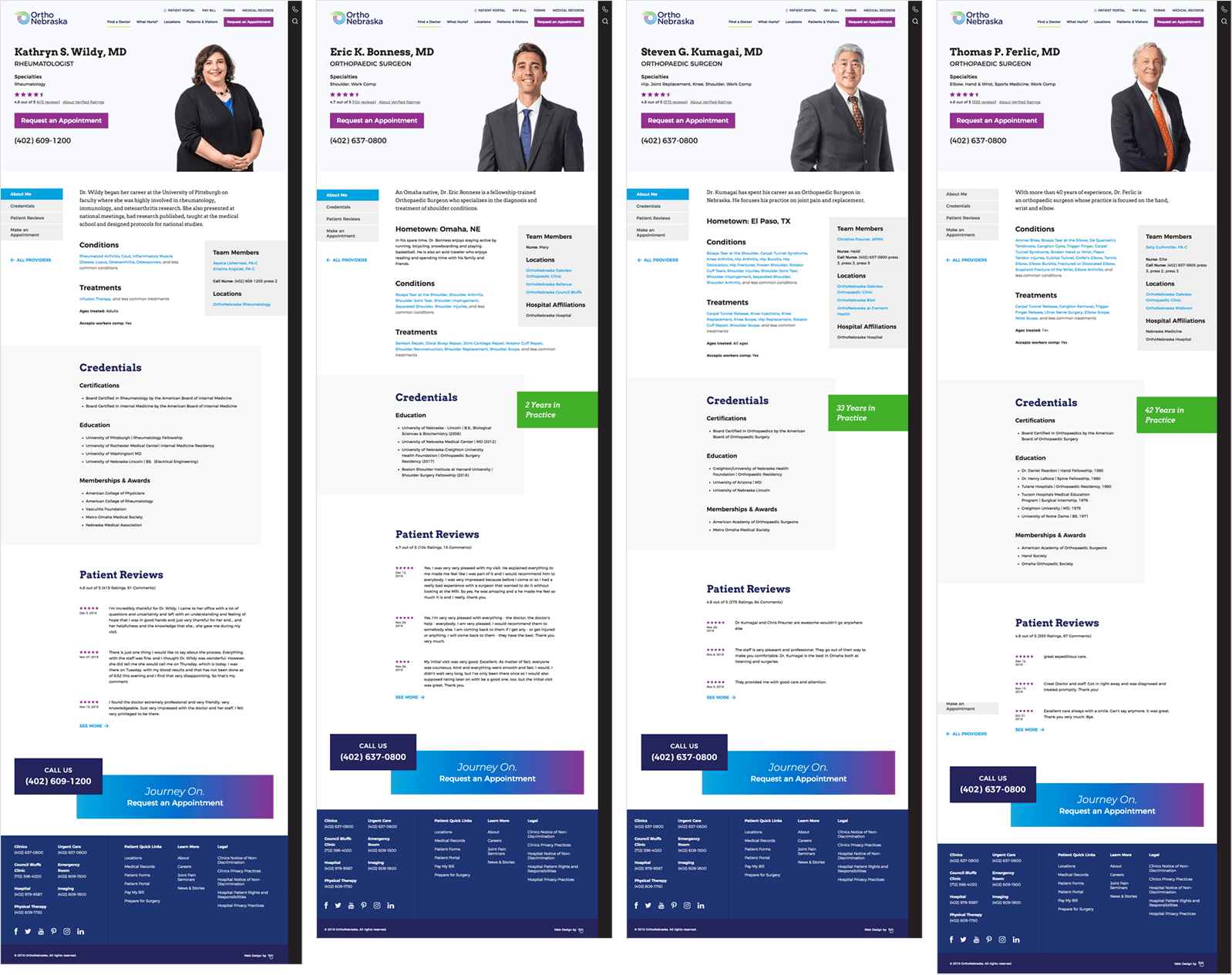 OrthoNebraska uses a flexible template for their provider bios