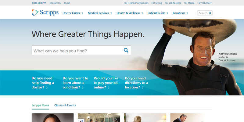 Scripps website homepage
