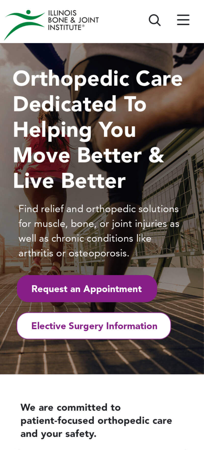 IBJI home page mobile web design