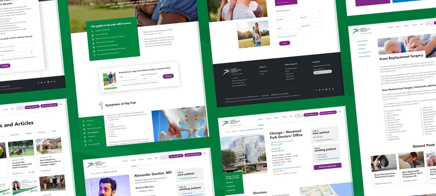 Collage of IBJI web designs