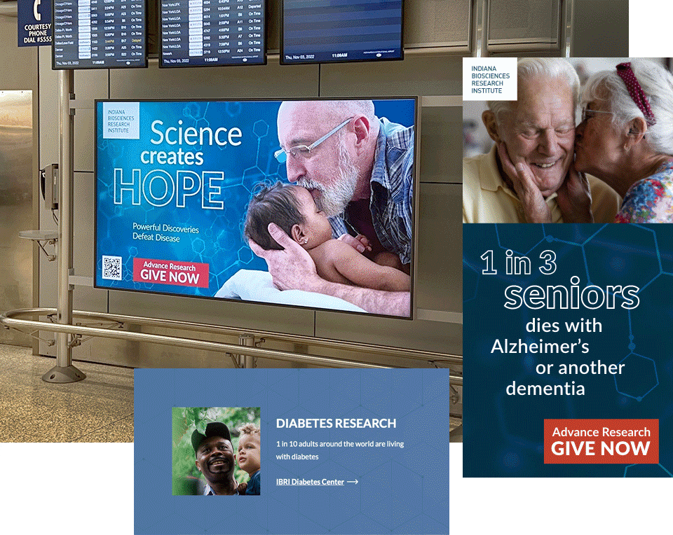 Examples of promotions from the “Science Creates Hope” campaign