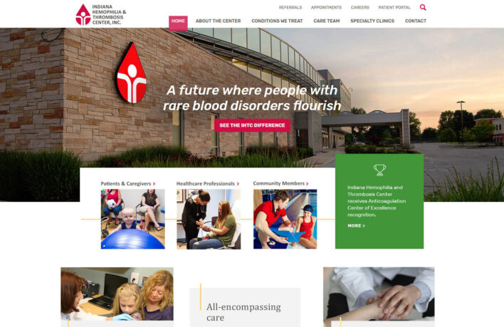 IHTC homepage desktop web design