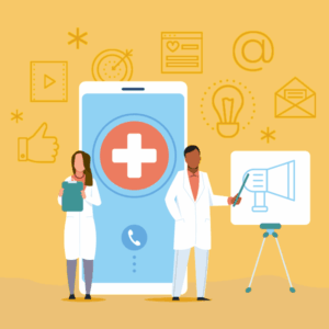 Marketers at a medical practice working on their healthcare marketing plan