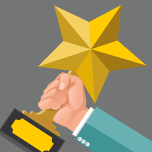 Man holds Clutch award for being one of the top web design companies in Indiana