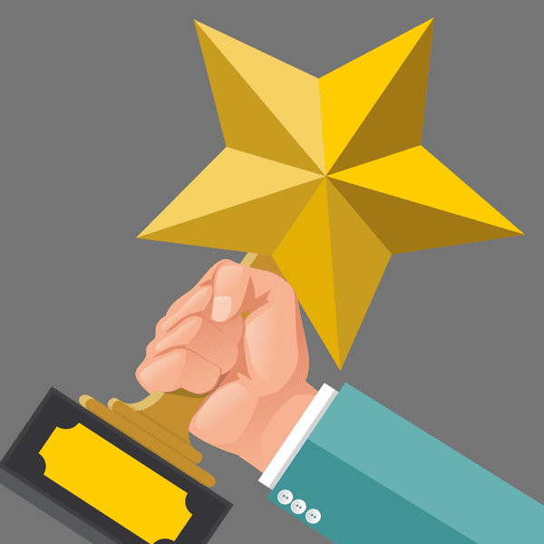 Man holds Clutch award for being one of the top web design companies in Indiana