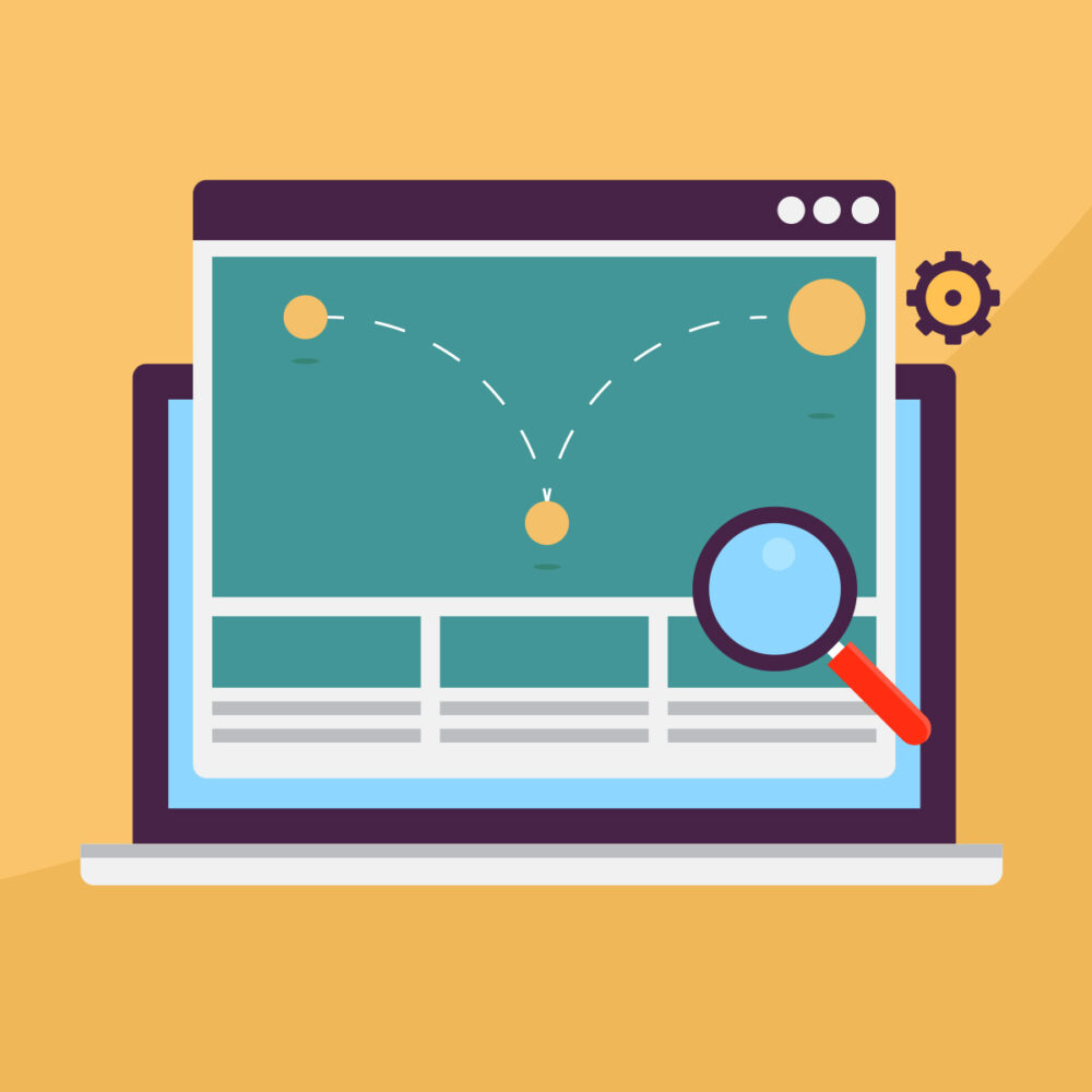 conceptual illustration showing what a marketer, who wants to improve their bounce rate, might see when looking at Google Analytics data