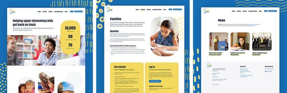 Program web design examples from the Indiana Learns website
