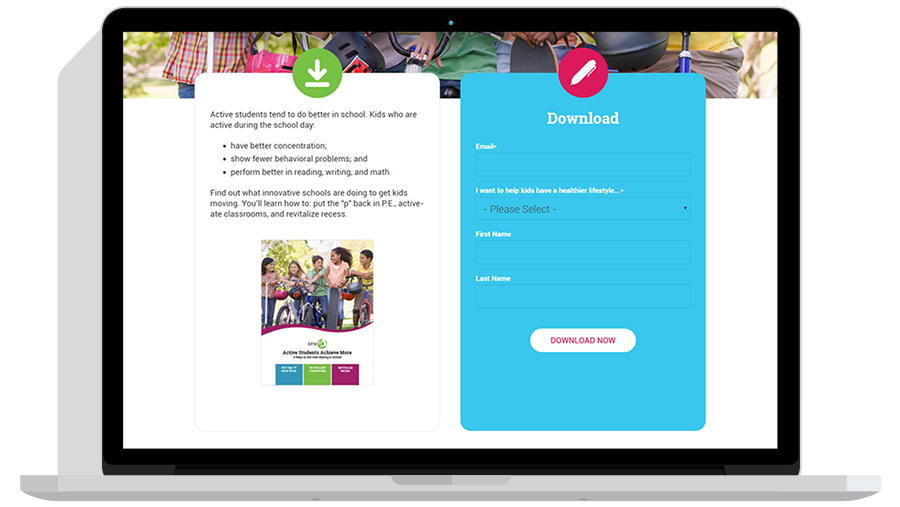 Landing page form example