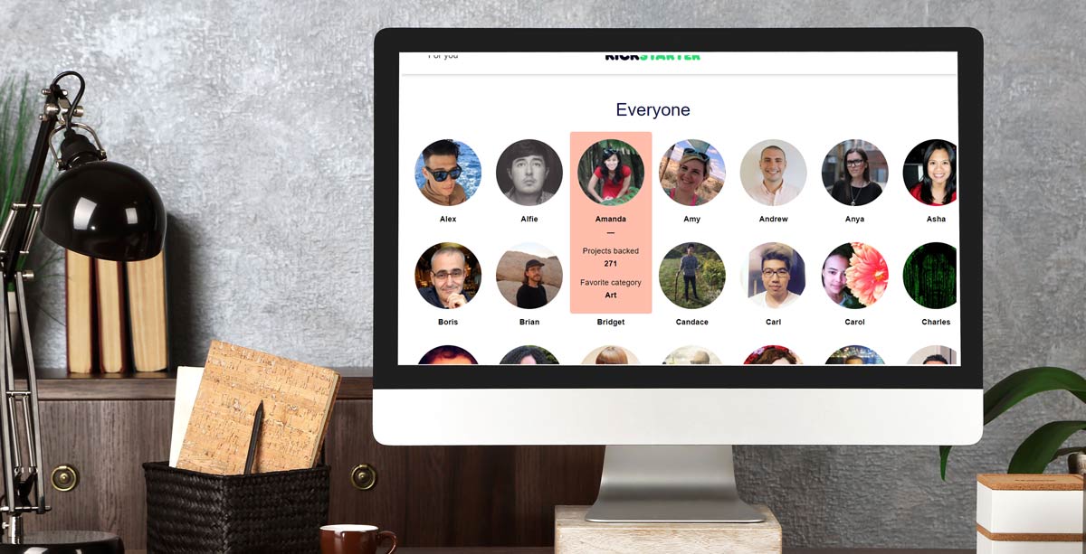 Kickstarter creative team bio page