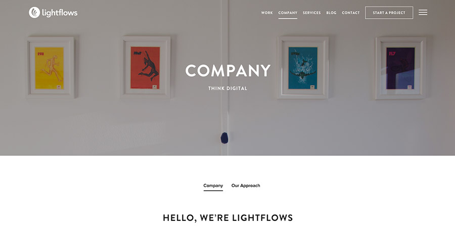 Lightflows company interior webpage design