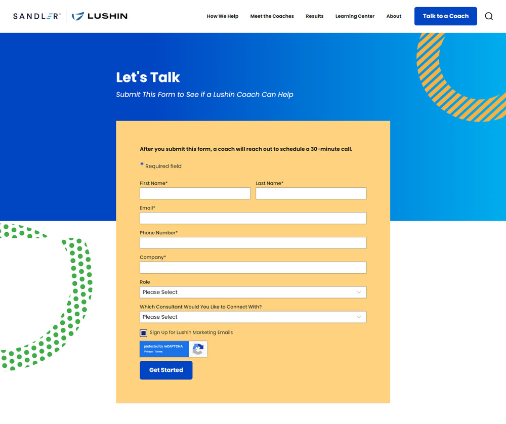 Lushin contact form.