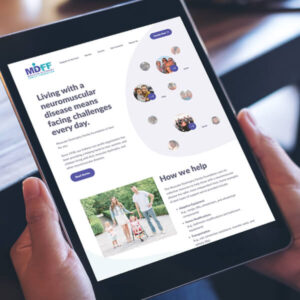User viewing the new MDFF nonprofit website on an iPad
