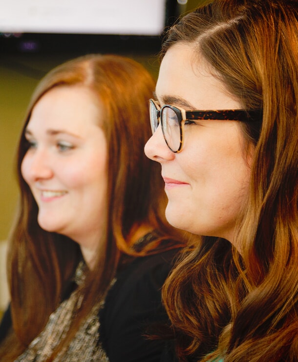 Sarah and Kayleigh in meeting