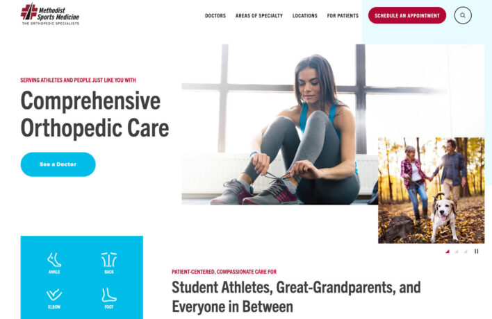 Methodist Sports Medicine desktop homepage web design