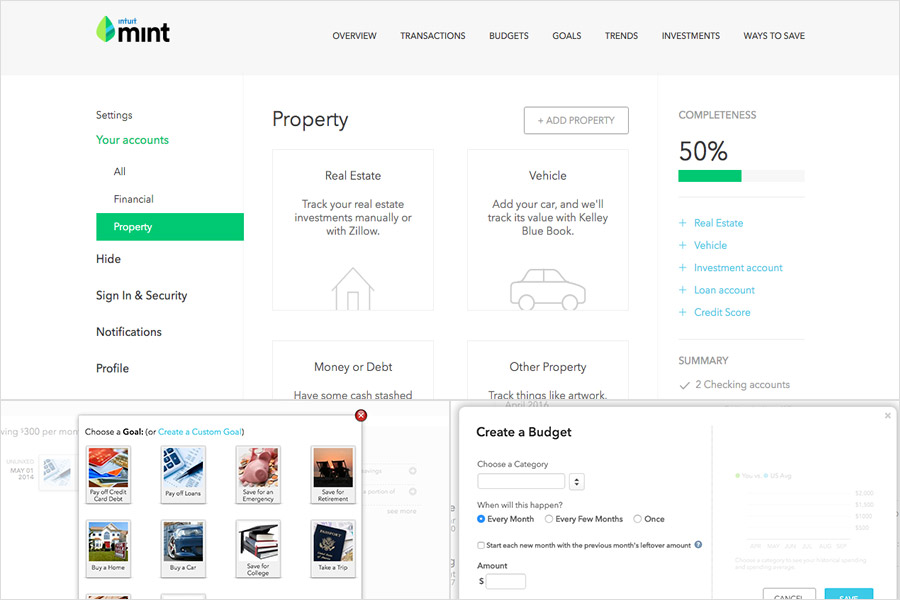 Mint website process screenshot