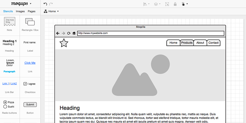 moqups screenshot