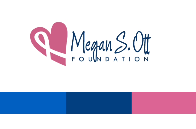Megan S Ott Foundation logo and color palette bar