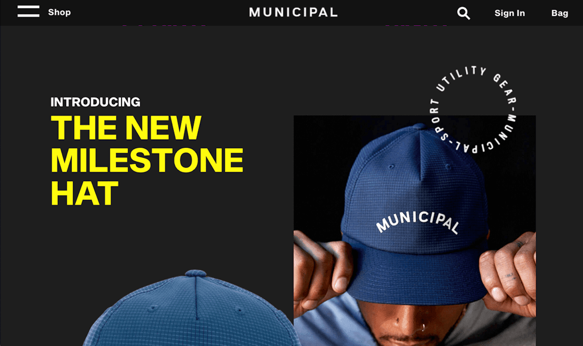 Screengrab of Municipal's deep charcoal background on its website