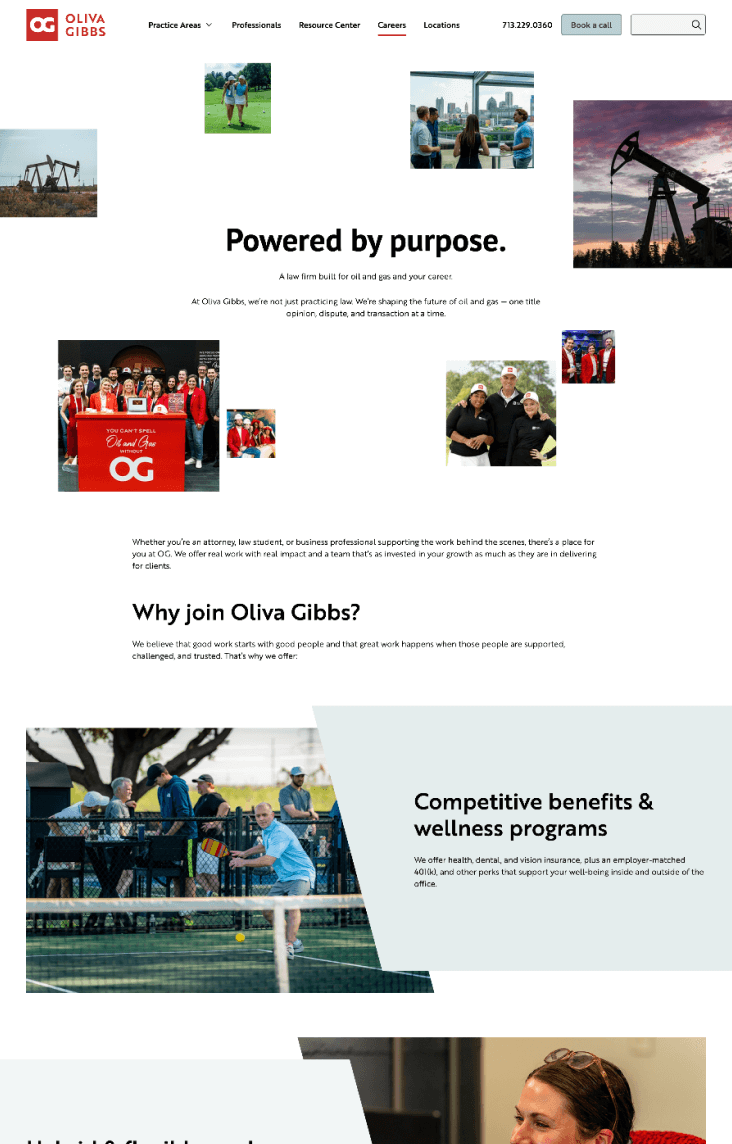 Oliva Gibbs website Careers Culture page preview