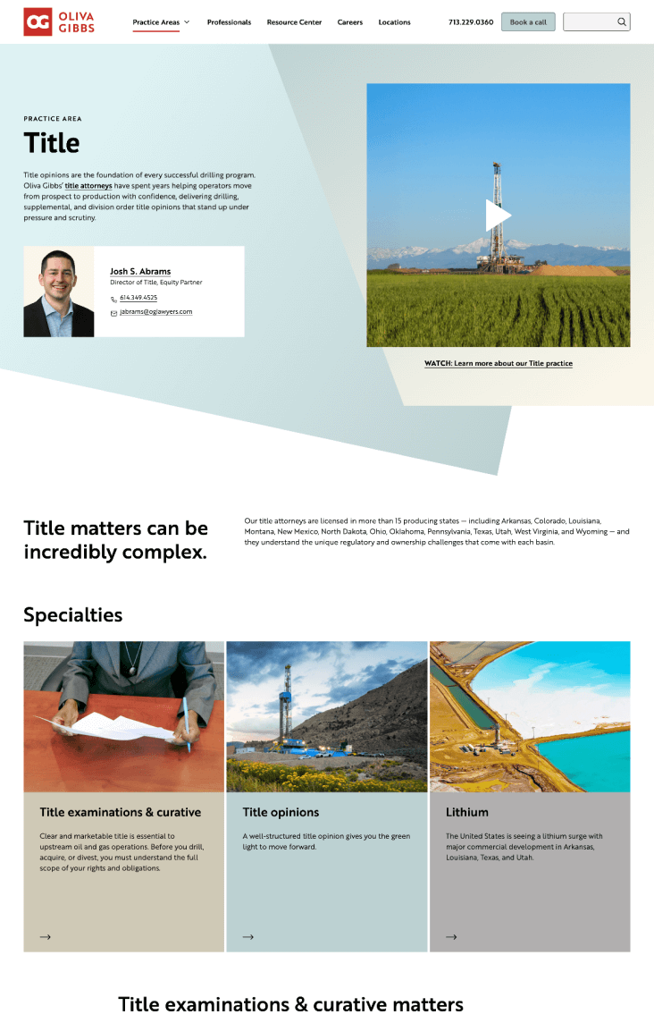 Oliva Gibbs website Practice Area Title page preview