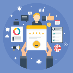 illustration showing positive online feedback