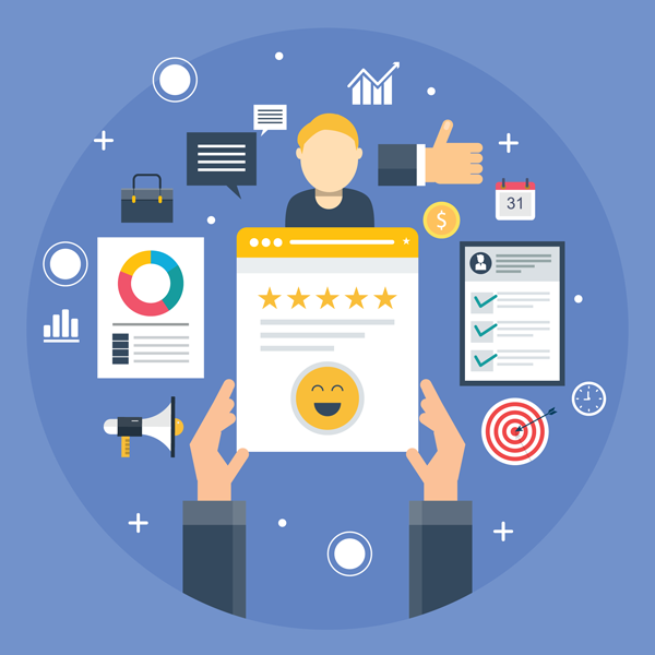 illustration showing positive online feedback