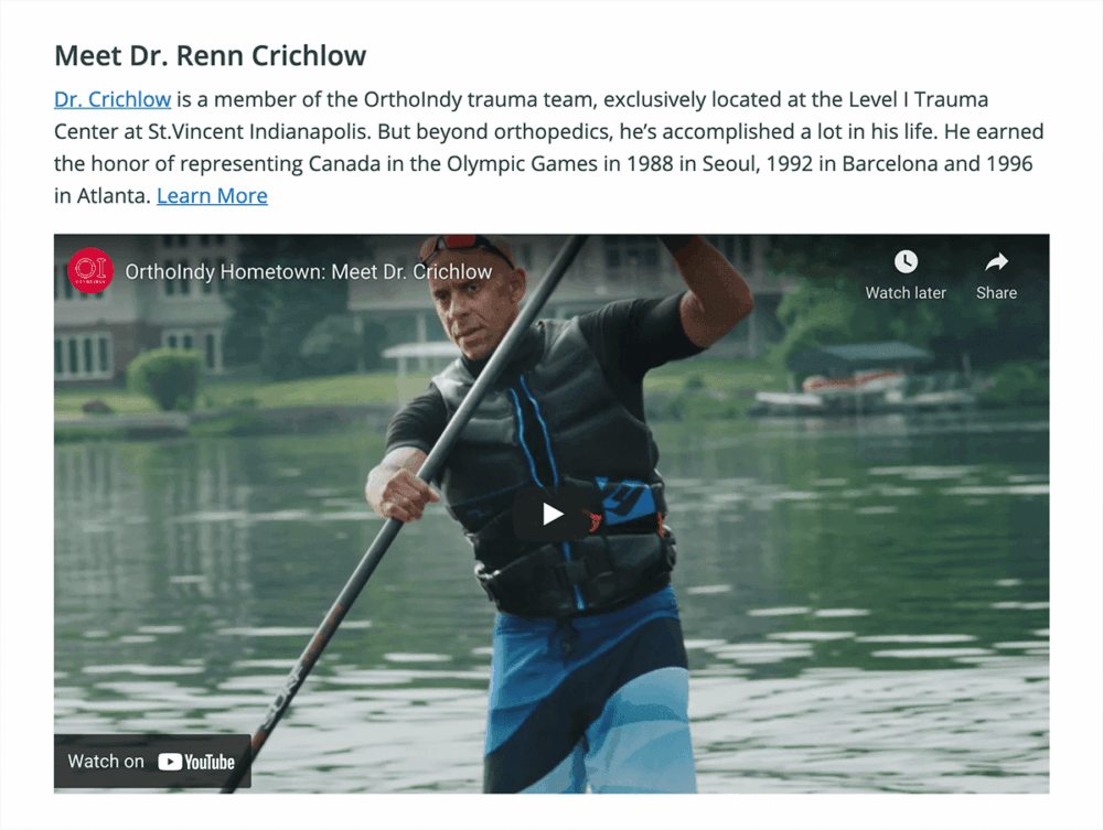 Screengrab of one of OrthoIndy
