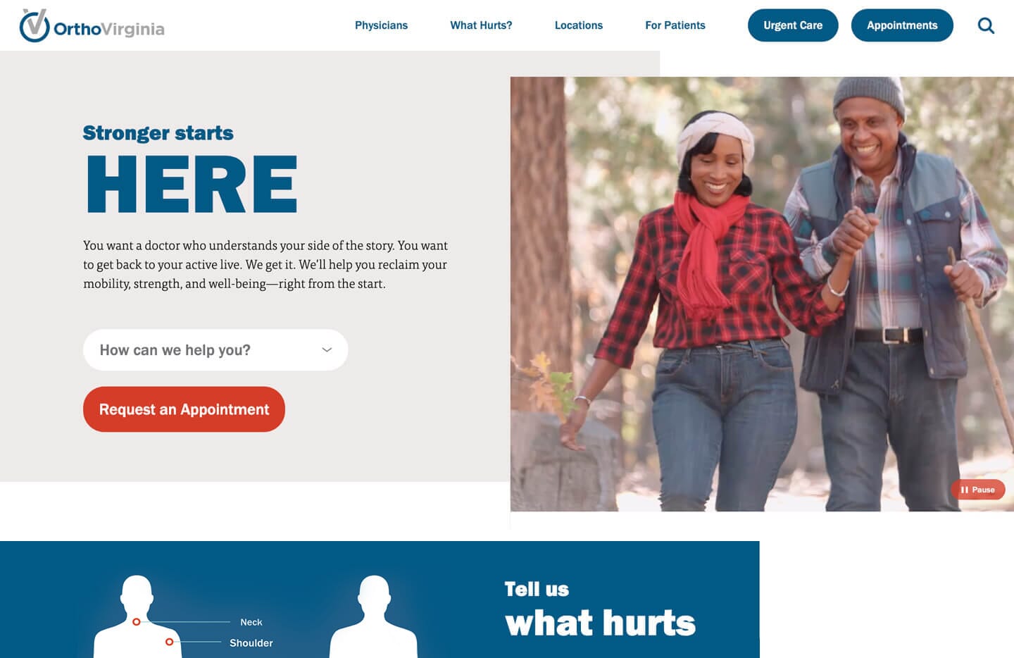 OrthoVirginia homepage desktop web design