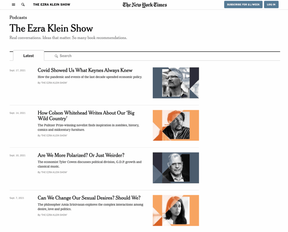 website podcast example: Ezra Klein Show